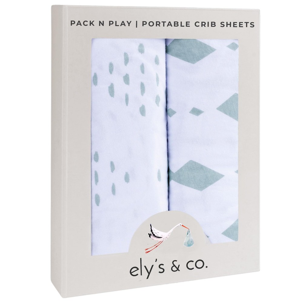 Ely's & Co. Pack N Play Fitted Playard Sheets - Breathable 100% Jersey Knit C...