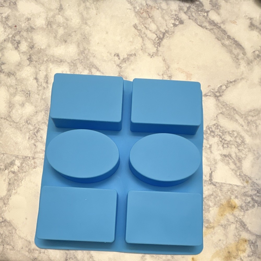Blue Silicone Assorted Shape Soap Mold Bar with Decorative Designs