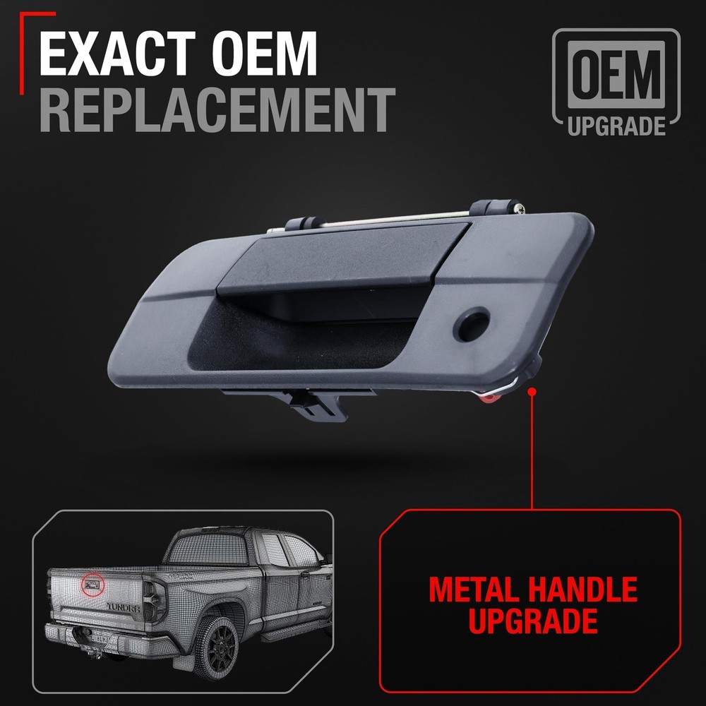 Tailgate Handle Assembly Replacement, Upgraded Metal - Metal, Texture Black