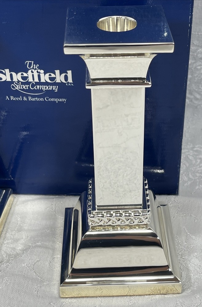Sheffield Silver Plate Candlesticks 7” S840 Set 2 Reed Barton