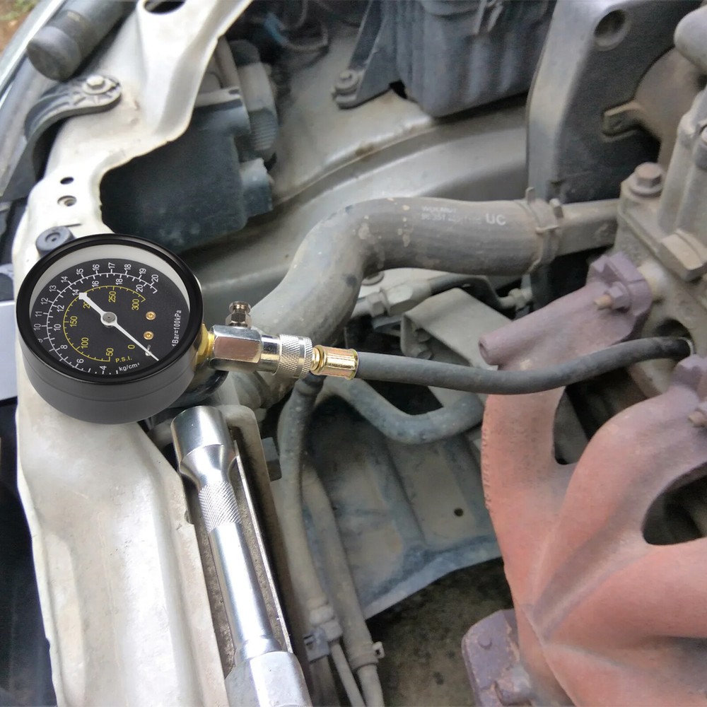 Triple Calibration Engine Compression Tester Gauge Hose & Adapters Kit 0-300 PSI