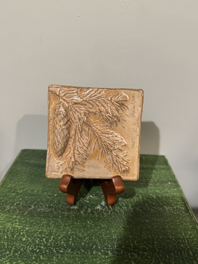 Mission Guild Studio 3D Pinecone Tile 3x3" Vintage Rare