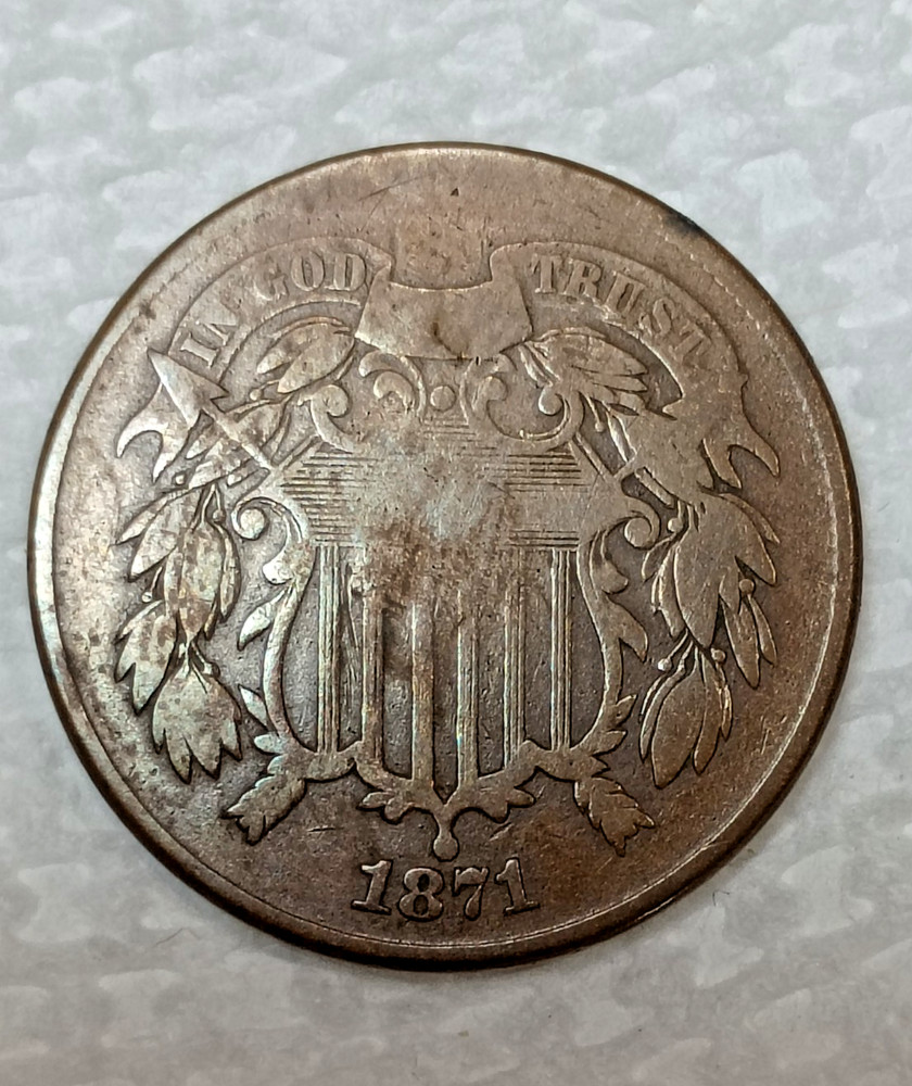 1871 2 two cent piece coin