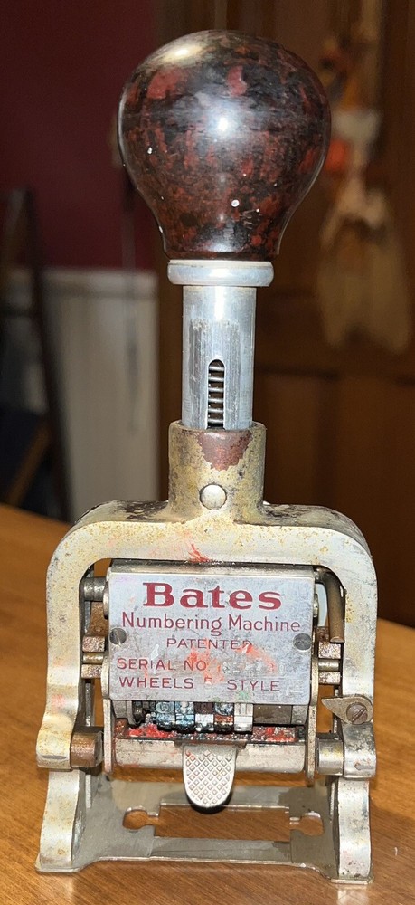Vintage Bates Eight Numbering Machine 5 Wheels Style E