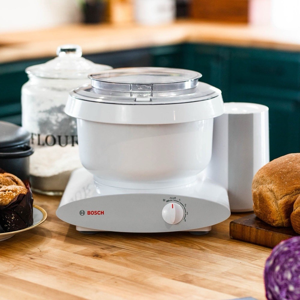 NEW! White Bosch Universal Plus Mixer With Bakers Package
