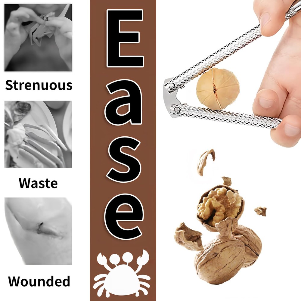 Nut Cracker Tool,Stainless Steel Crackers for All Nuts Medium, Silver