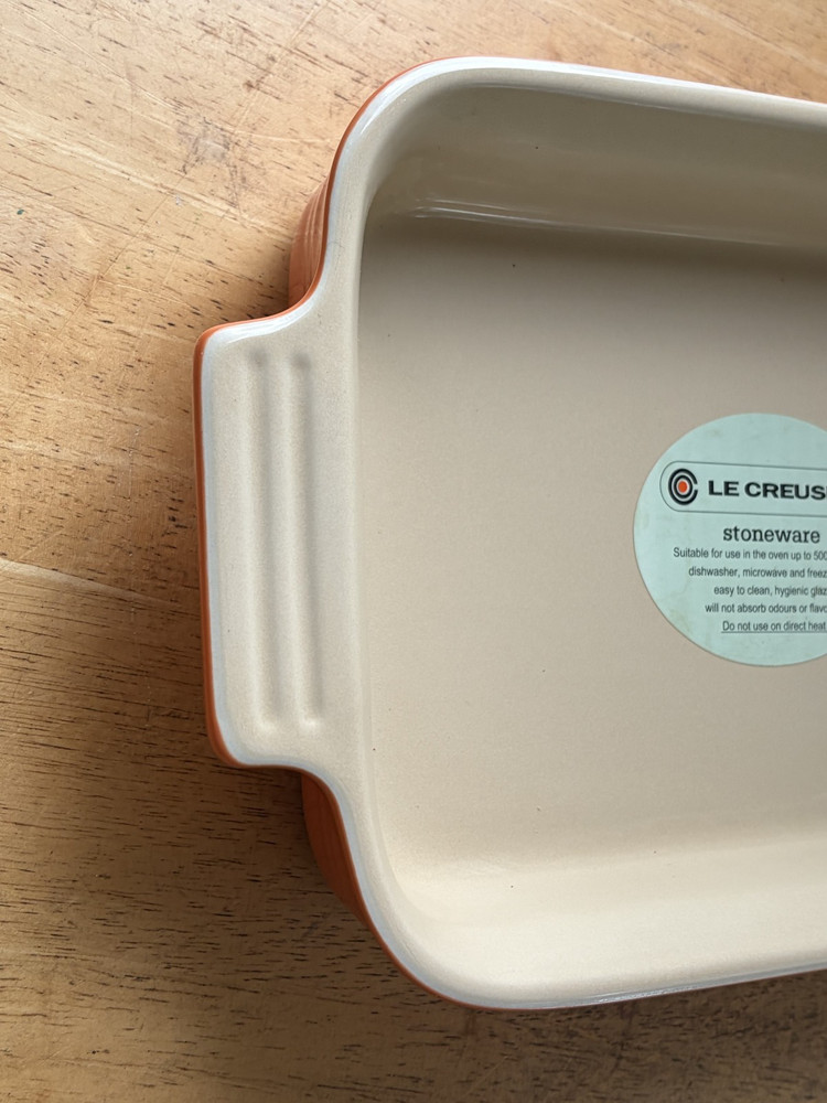 New - Le Creuset Flame Orange Rectangular Baking Dish 10x7 Stoneware