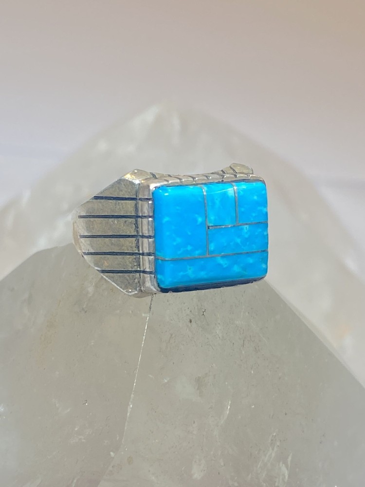 Blue ring size 8.75 sterling silver band southwest