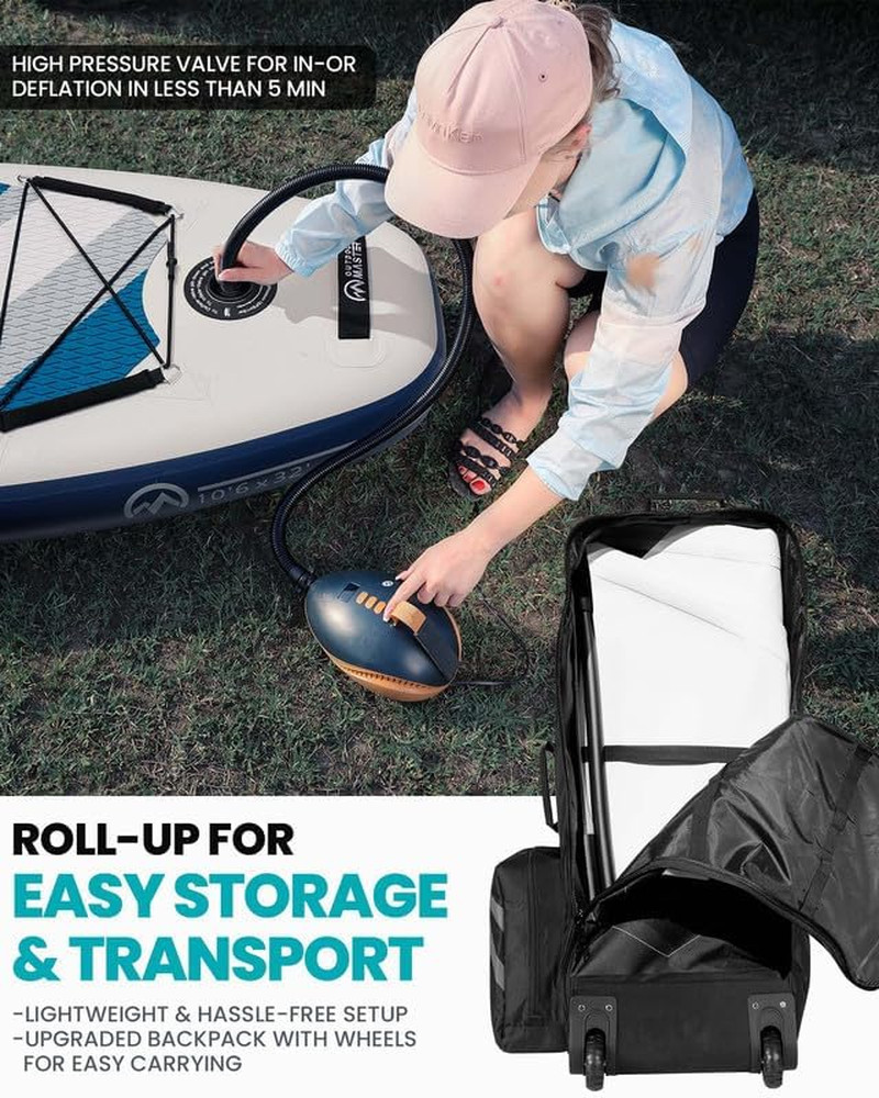 Inflatable Stand up Paddle Board, Premium SUP Board Set with Backpack, Coil Lea