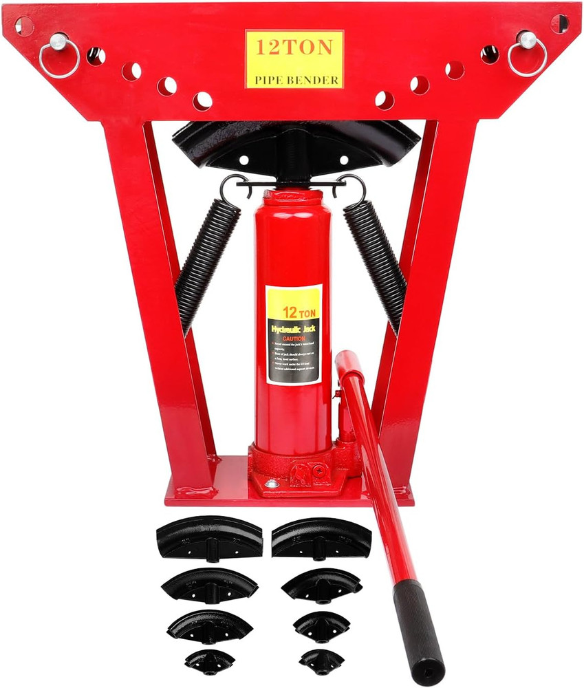 12 Ton Manual Hydraulic Pipe Bender Tool with 6 Adjustable Dies