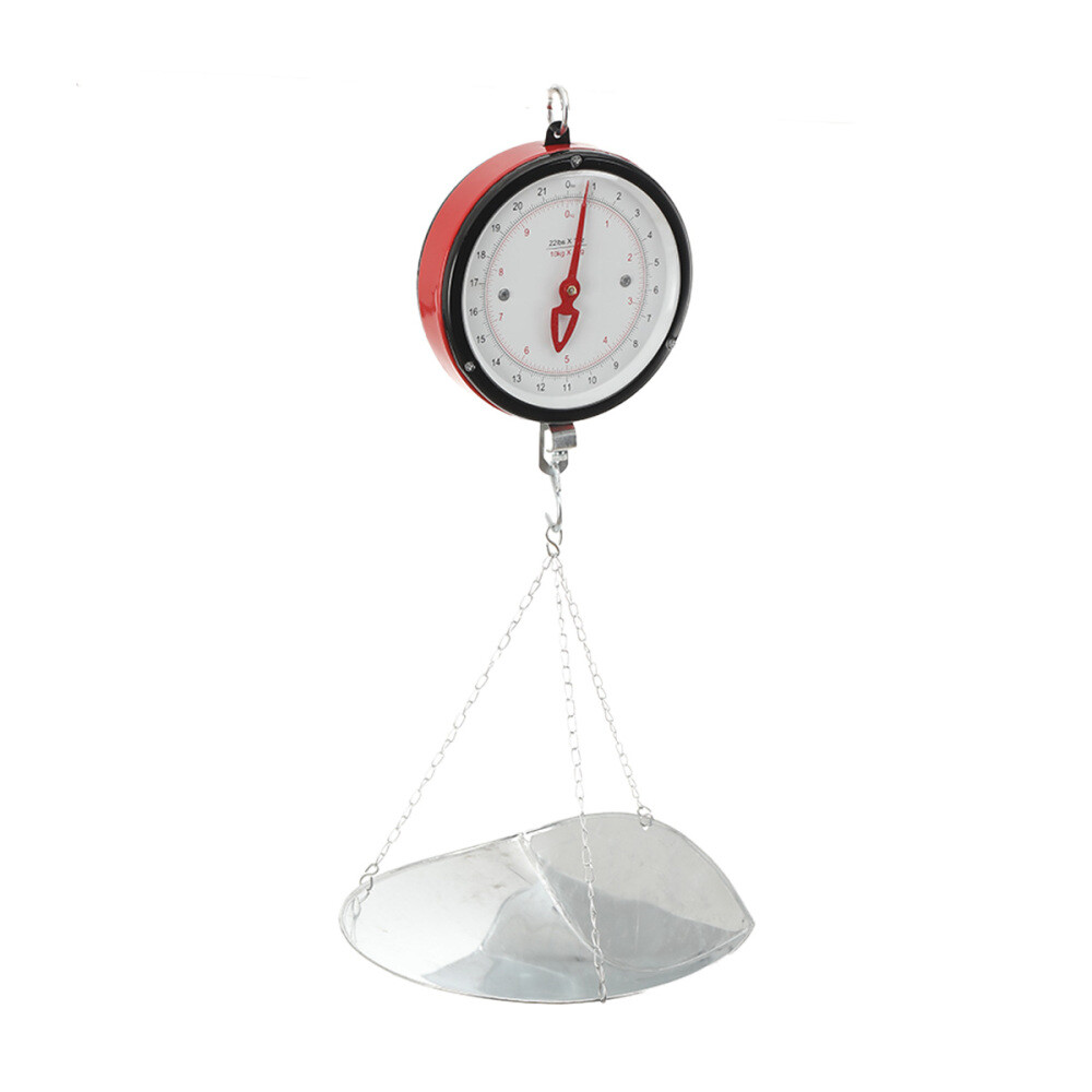 22lbs Double-sided Supermarkets Dial Hanging Scale Circular Hanging Scale