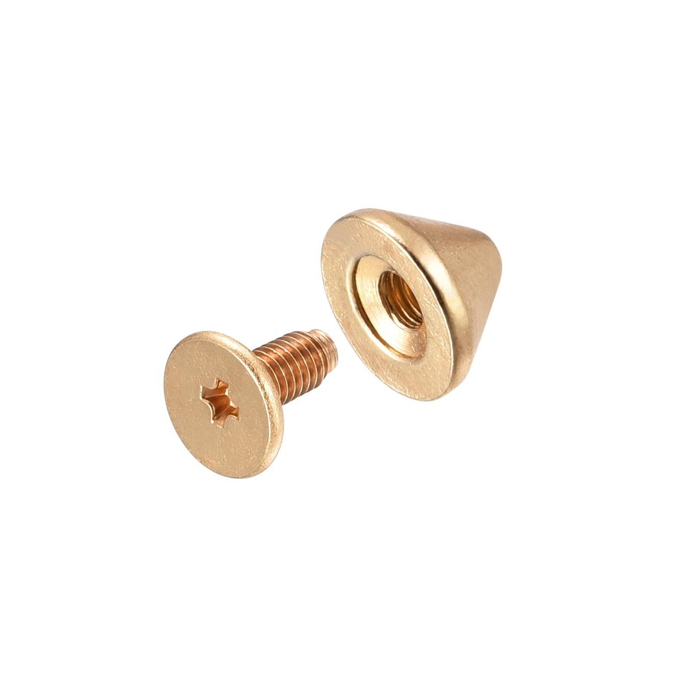 9x6mm Screw Back Rivets, 50 Sets Solid Leather Studs for DIY Gold Tone