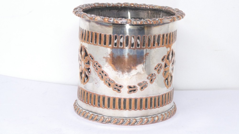 Pierced Bottle Coaster Silver Plated Foliate Scrollwork Openwork Sheffield Plate
