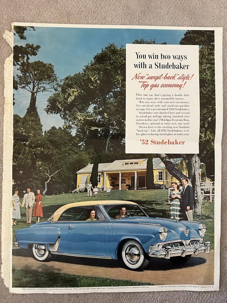 Better Homes & Gardens 1952 Advertisement '52 Studebaker & Coca-Cola On Reverse