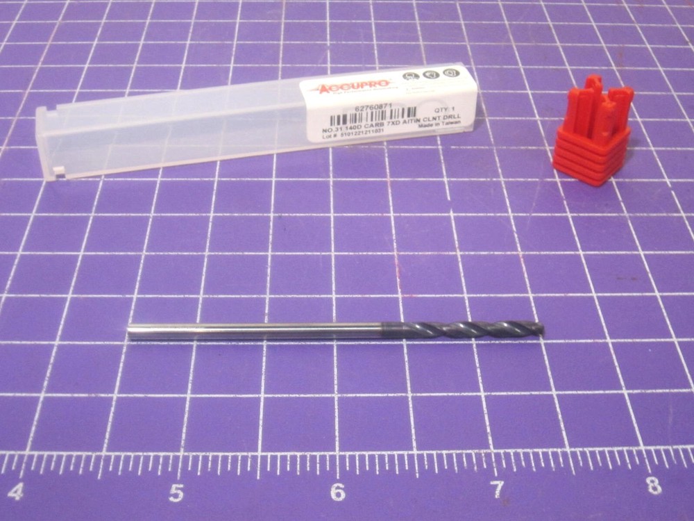 (62760871) #31 Solid Carbide Coolant Through Taper Length Drill Bit 140 ° Point