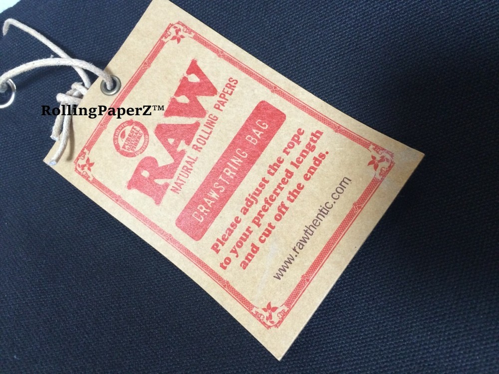 RAW Rolling Papers DRAWSTRING BAG BLACK LARGE SIZE 19" x 13"