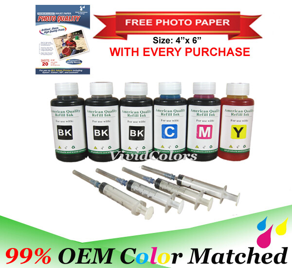600ml 4-Color Bulk Ink Refill Kit for HP Inkjet Printer Cartridges Total 600ml