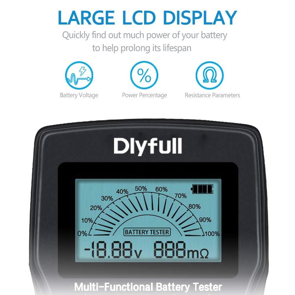 Dlyfull Universal Battery Tester with LCD Display, Small Digital Battery Volt...