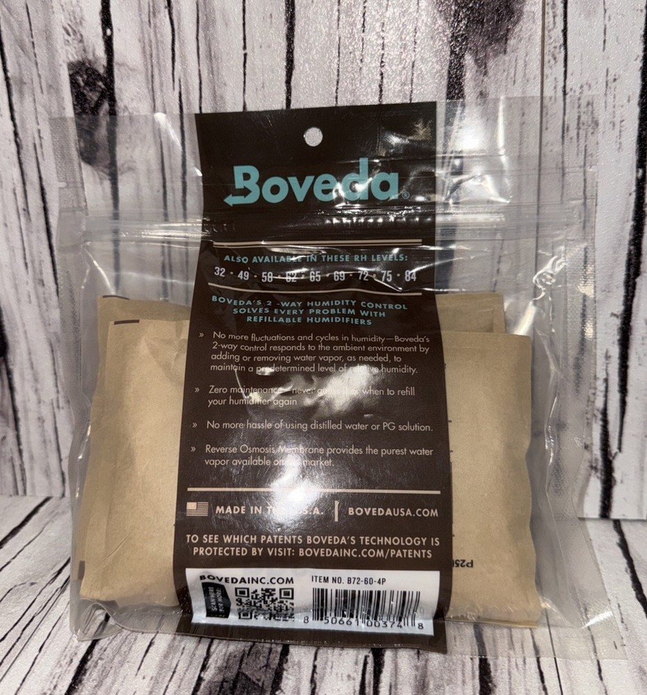 Boveda 72% Two-Way Humidity Control Packs 60grams 4 Pack