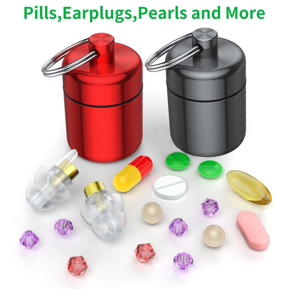 Ear Plug Carrying Case Keychain(2 Pack) Small Waterproof Metal Earplug