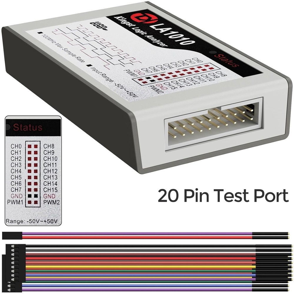 16 Channel USB Logic Analyzer - 100MHz Portable Instrument for Windows/Mac/Linux