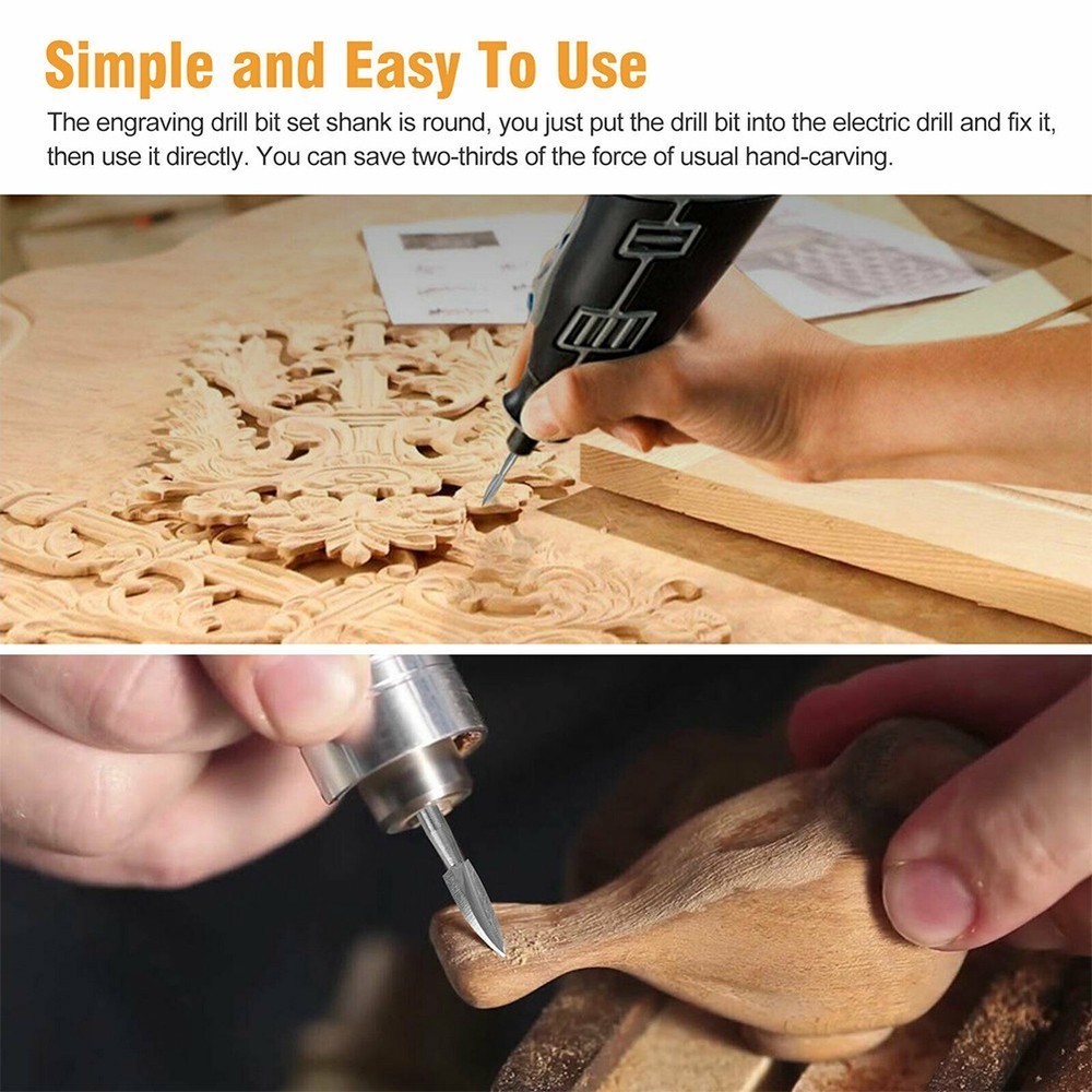 Accessories Wood Carving Tool Drill Bit 3PCS Drill Bit Set Grinding Tool