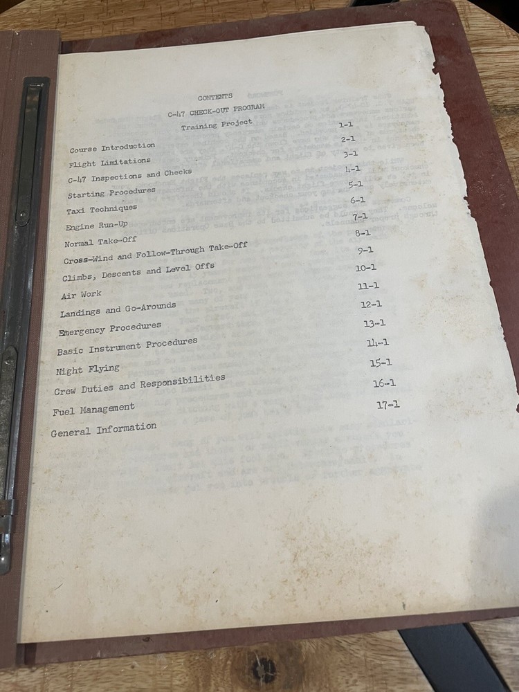 McDonnell Douglas C-47 Checkout Program Training Project Supplement