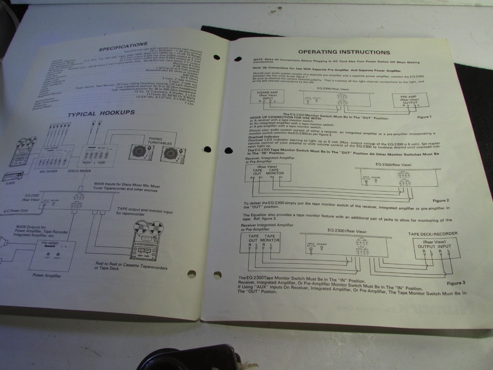 Numark EQ2300 Stereo Frequency Equalizer INSTRUCTIONS ONLY Original