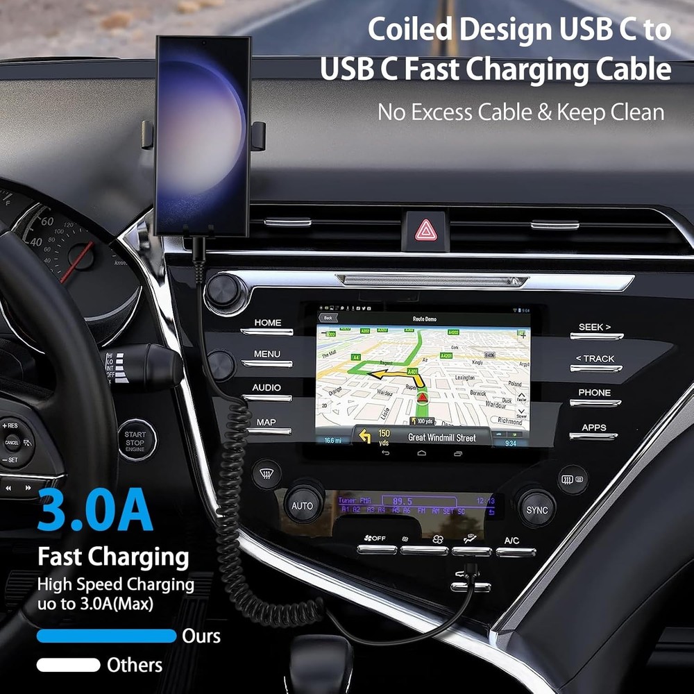 Android Auto USB C to C Cable 3FT Type C Fast Charging Coiled Samsung...