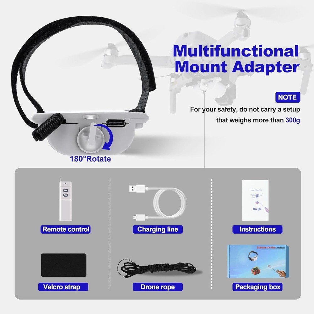 Universal payload delivery system for drone Release Device, Payload gray
