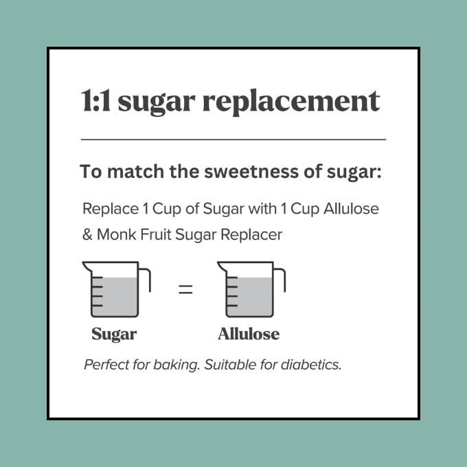 - Allulose and Monk Fruit Sugar Replacement, Zero Calorie, Non-GMO, No Erythr...