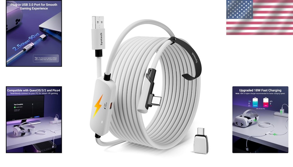 Durable 16FT Link Cable for Oculus/Meta Quest with Fast Charging & Data Transfer