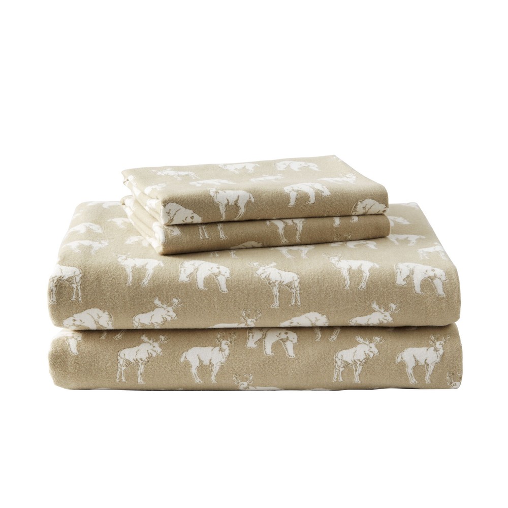Eddie Bauer Sheet Set 4PC (3pc in Twin Size)  Flannel Deep Pockets Crisp