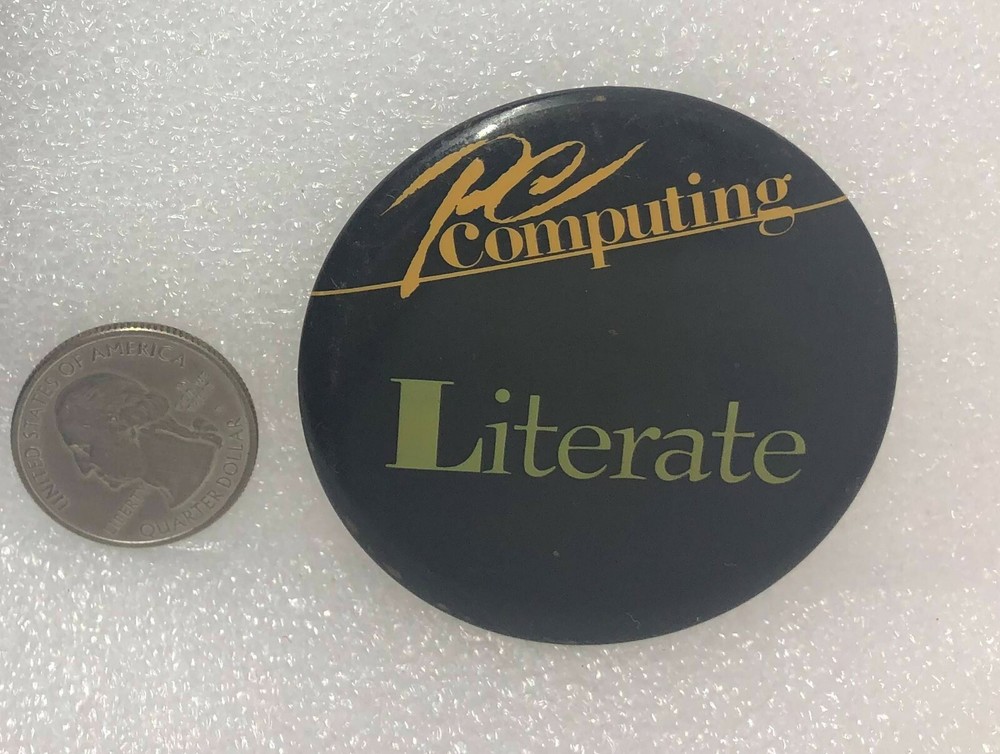 PC Computing Literate Advertising Button Pin