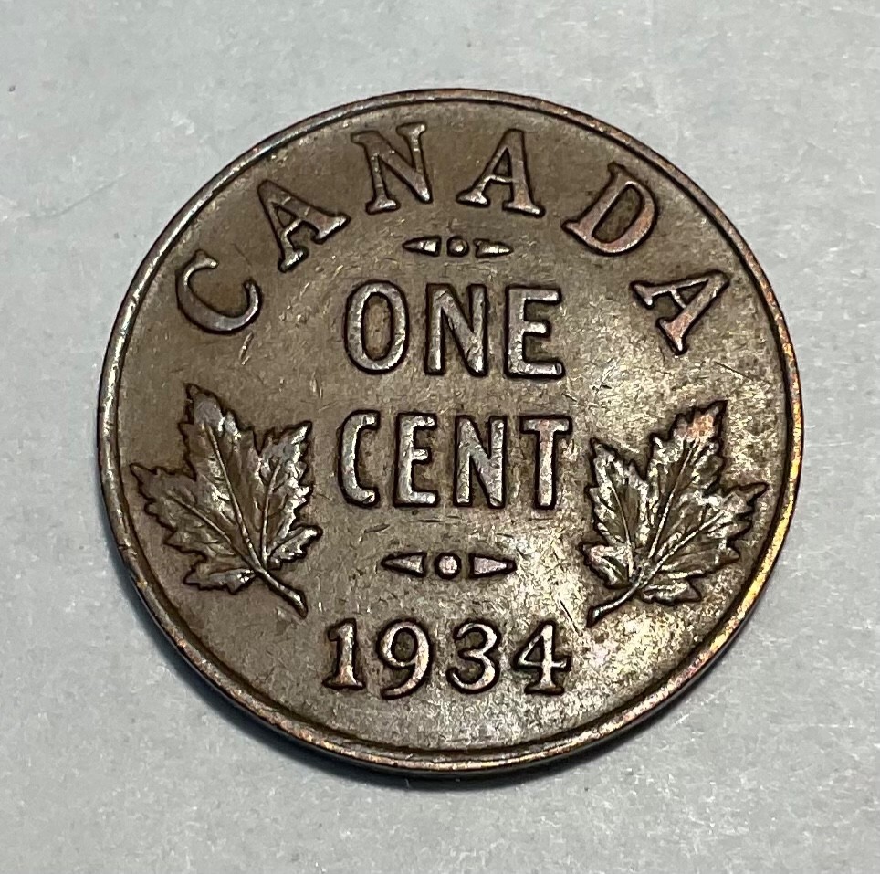 1934 CANADA  - SMALL  CENT - 1 cent -