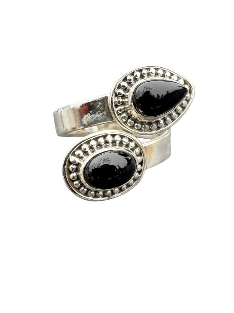 Black Onyx Solid 925 Sterling Silver Ring ADJ