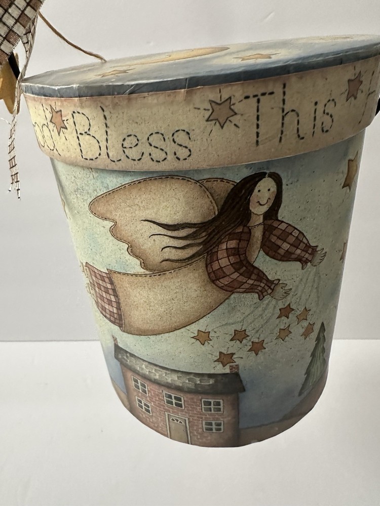 3 NESTING BOXES God Bless This Home Primitive Gift Angel