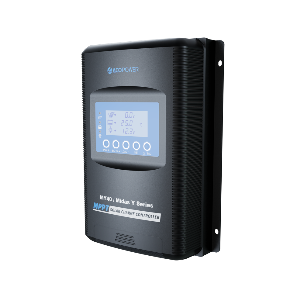 ACOPOWER Midas 40A MPPT Negative Ground Solar Panel Charge Controller LCD Displa