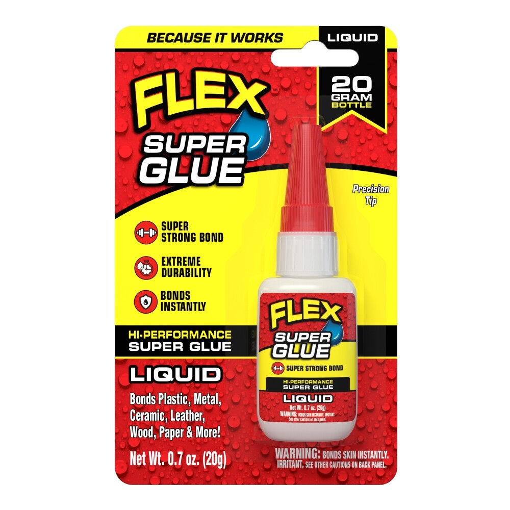Flex Super Glue Liquid, Clear, 20 Gram Bottle