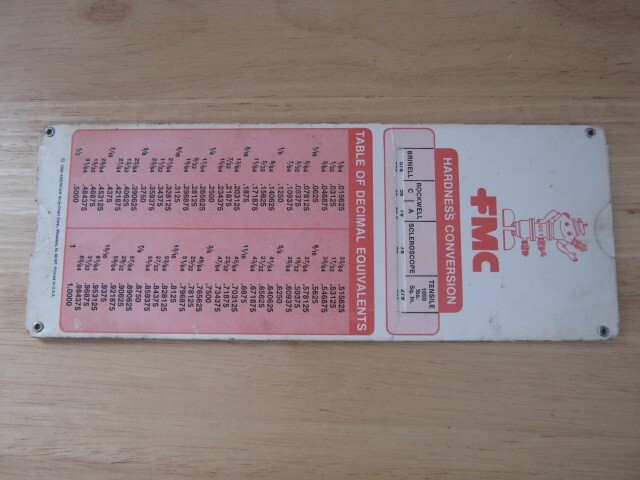 FMC Machining Calculator for Milling with Hardness Conversion Slide Chart