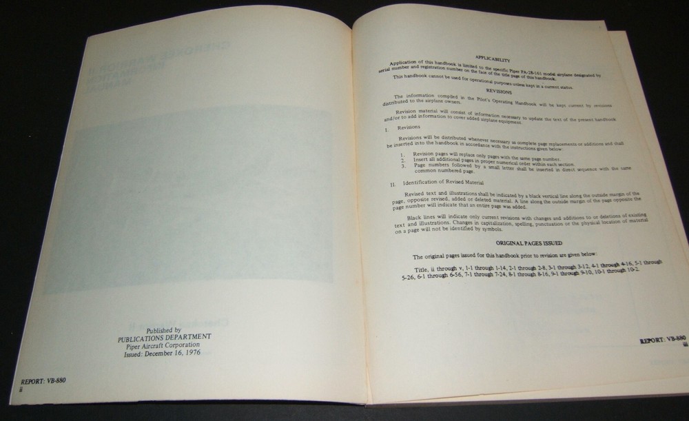 PIPER Cherokee Warrior II Information Manual