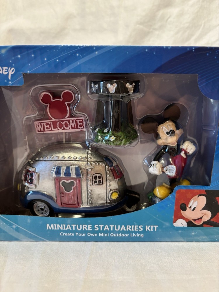 Disney 4pc Polyester/Stone Mickey Mouse Miniature Garden Set New