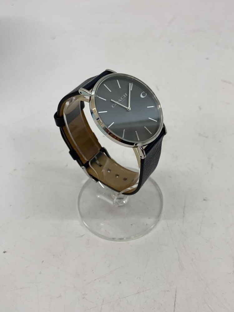 COACH Quartz Watch Analog Leather BLK NVY