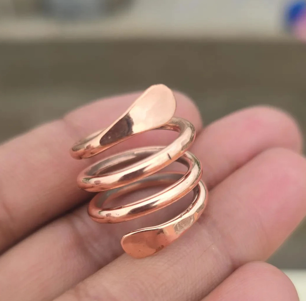 Solid Pure Copper Minimalist Healing Ring, Handmade, Unisex, Wrap Ring