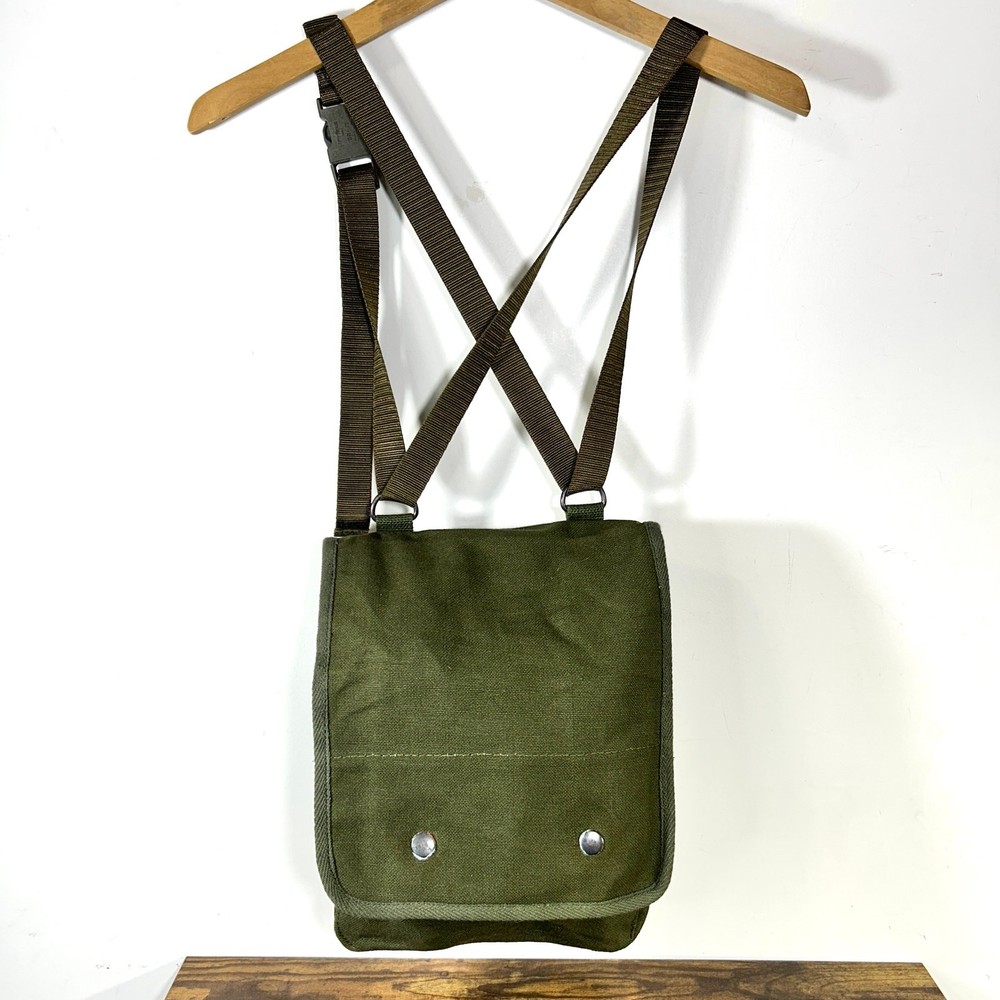 Military Map Case Canvas Bag Structured Back Pockets OD Green