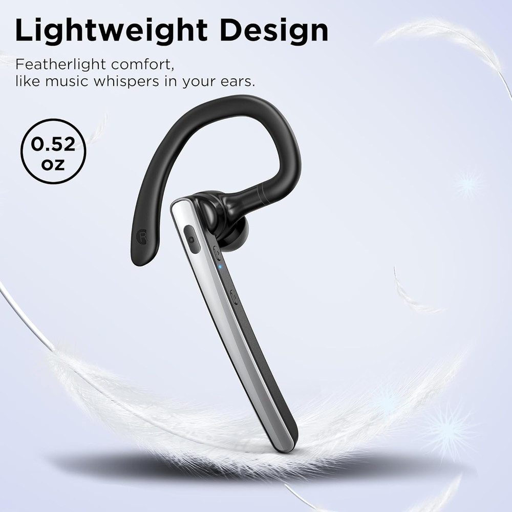 Bluetooth Headset V5.3, Wireless Bluetooth Earpiece with 600Mah Charging Case, 1