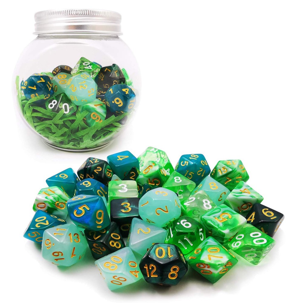 BESCON DICE 35pcs Polyhedral RPG Plastic Blue 22mm Functional Dragon Game Night