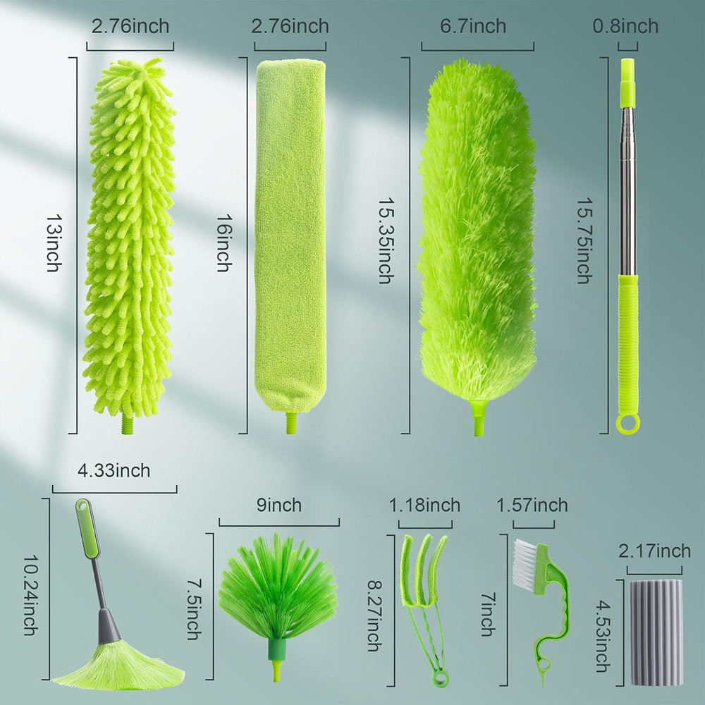 Microfiber Feather Duster with Extension Pole, Bendable Reusable Washable Duster
