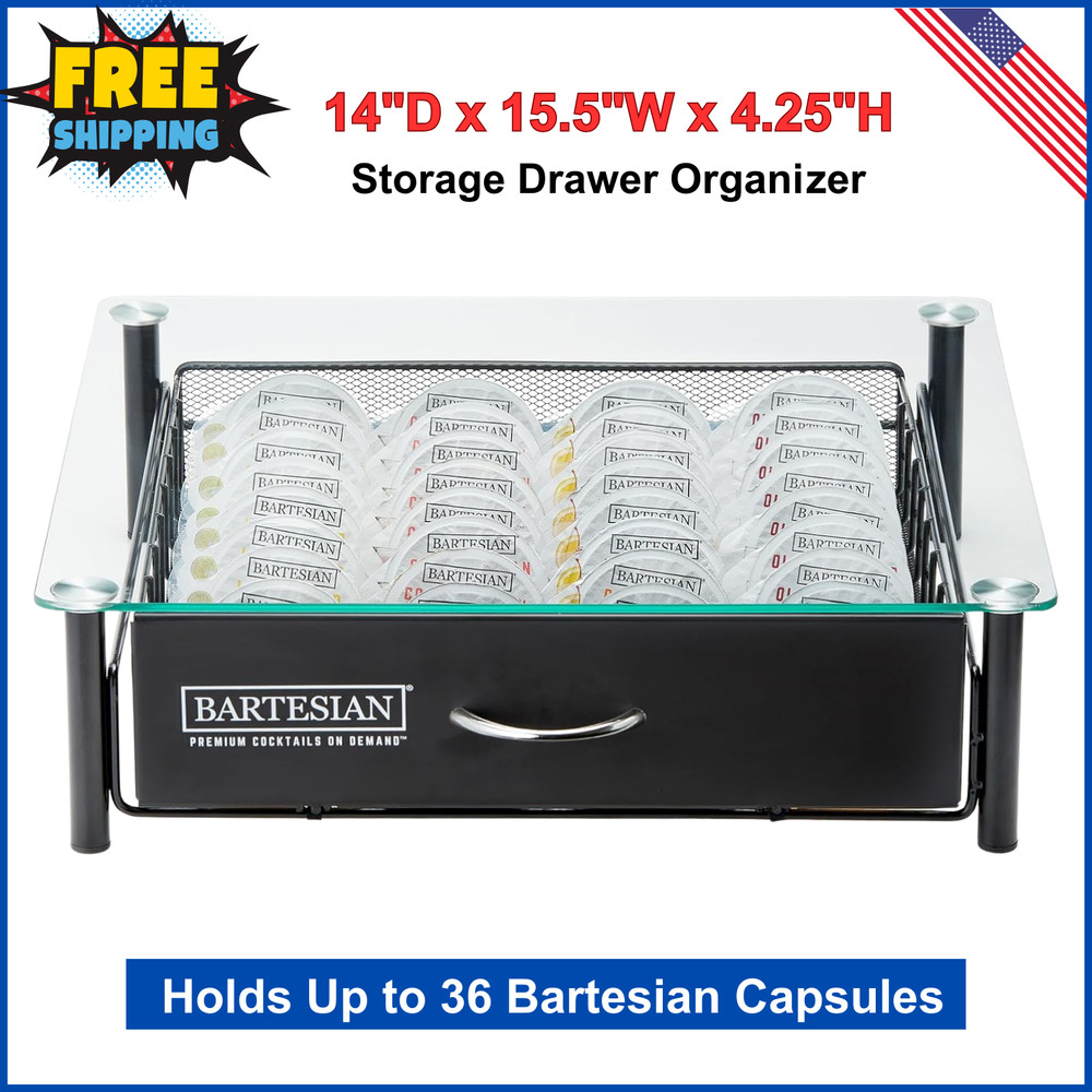 Cocktail Capsule Drawer (36 Capsules) | Stylish Bar Organizer | Bartesian Home