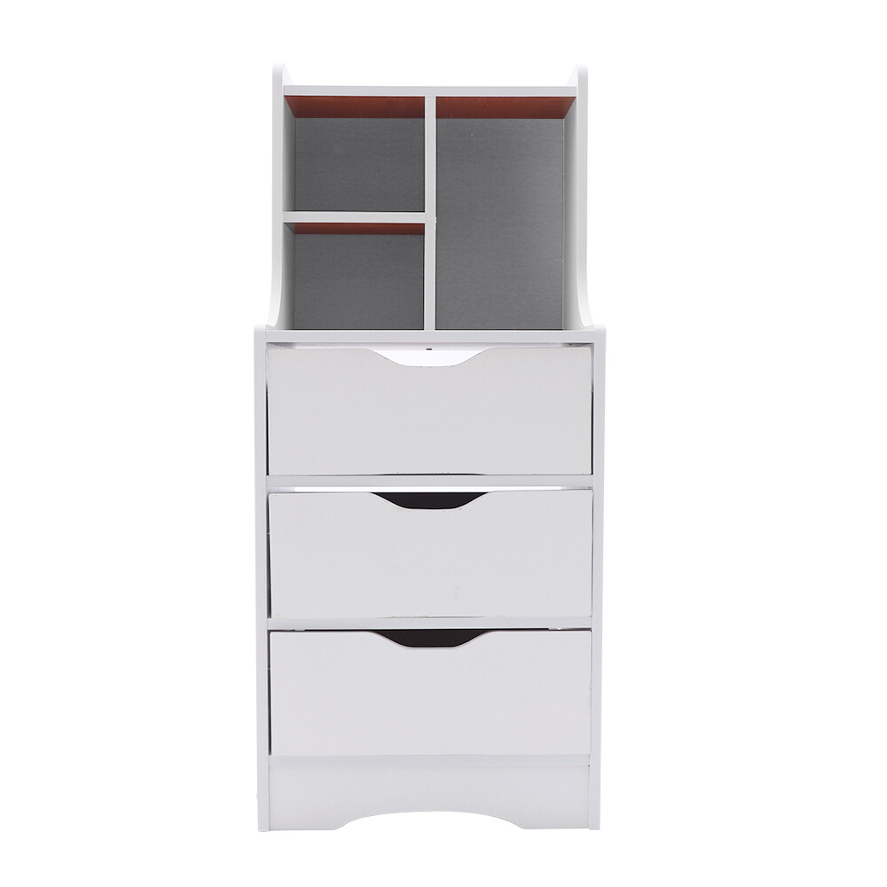 3-Drawer End Side Bedside Table Bedroom White Nightstand Organizer Storage Table